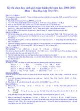 Kỳ thi chọn học sinh giỏi toàn thành phố năm học 2000-2001 Môn  Hoá Học lớp 10